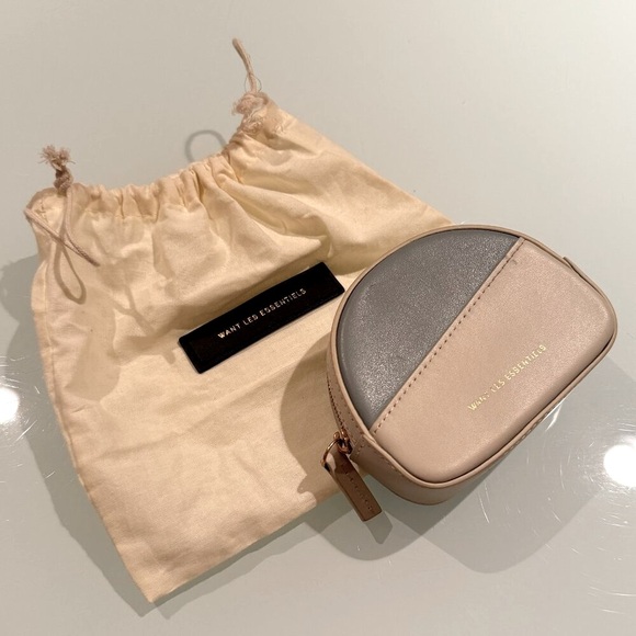 MWant Les Essentiels Luka Half Moon Leather Small Pouch Belt Bag, White/Blue - Picture 2 of 12